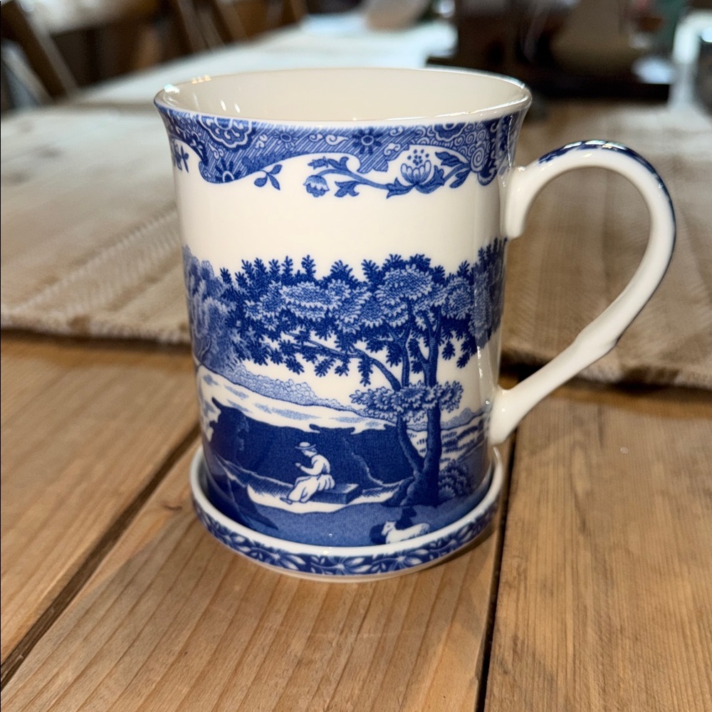 Spode Italian Blue Cup and Coaster Set Of 2